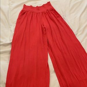 Coral flowy pants